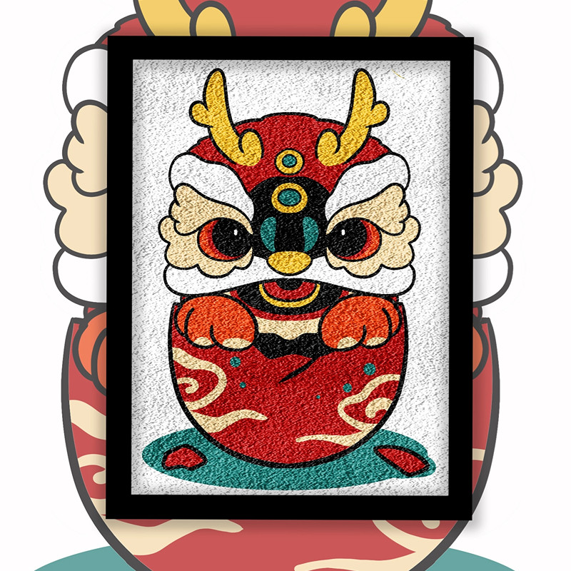 蛋壳龙非遗纸浆画手工diy材料包高颜值居家装饰亲子互动可爱卡通
