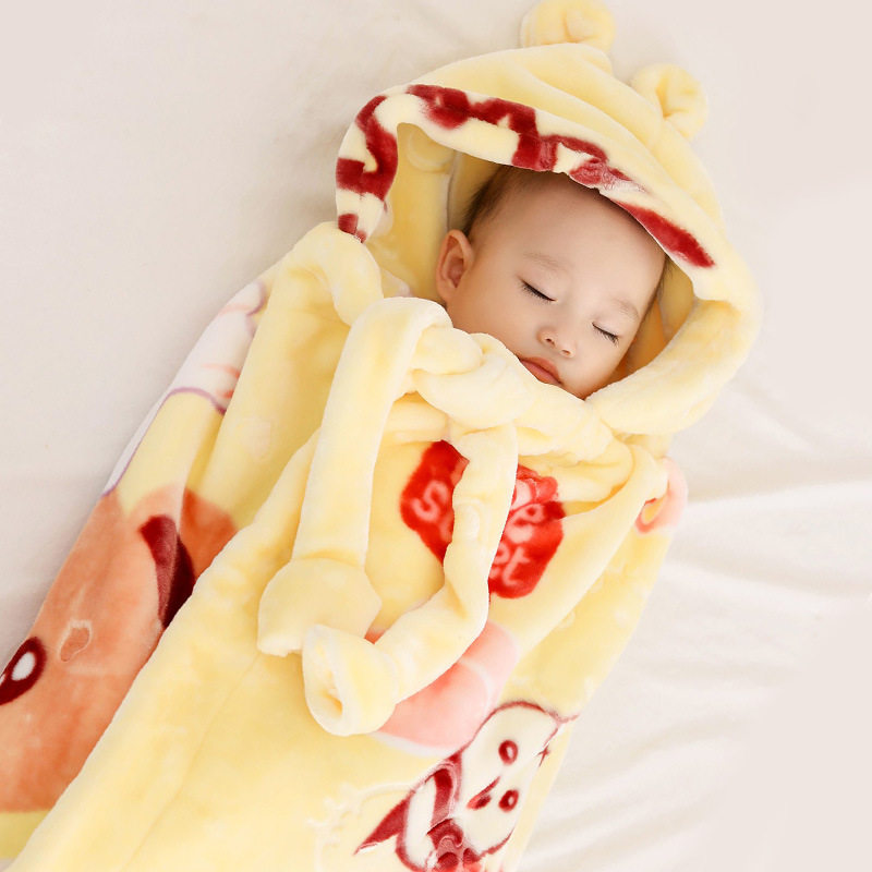 宝宝包被初生新生婴儿童外出斗篷抱被珊瑚法兰绒秋冬天厚毛毯背被