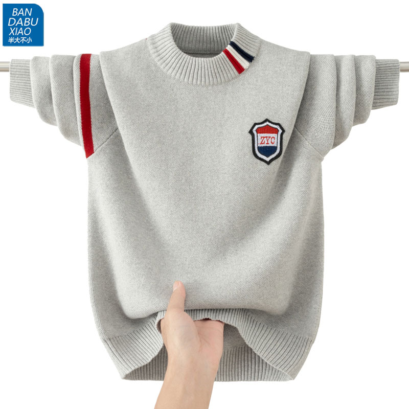 青少年大童半高领纯棉毛衣潮流