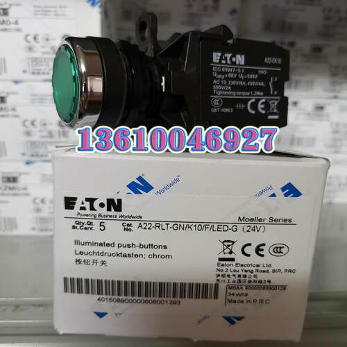 EATON MOELLER自复位带按钮A22-RLT-GN/K10/F/LED