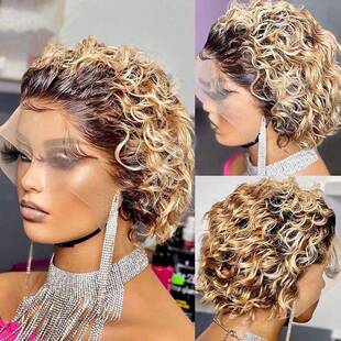 wig 真人发蕾丝发套13x1 pixie 小精灵pixie假发头套卷发curly
