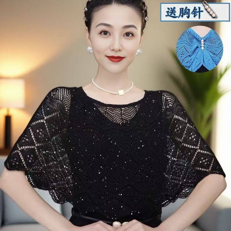 2025新款夏季镂空套头针织披围巾/丝巾/披肩
