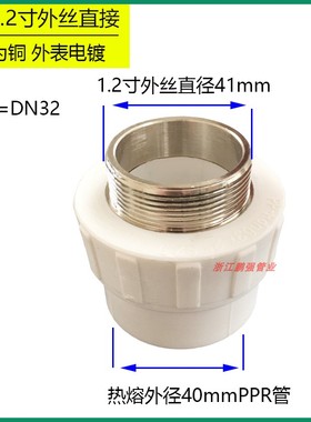 白色PPRc外丝直接20 25 32 40 50 63变径外牙铜接 ppr水管配件接
