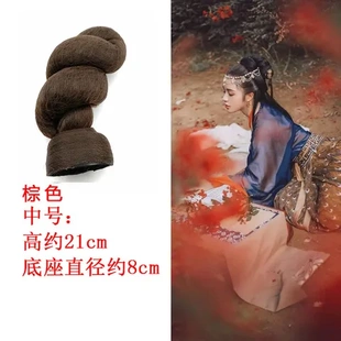 古风发丝发髻襦裙古装纯发包汉服唐朝COS灵蛇真发假发立式影楼