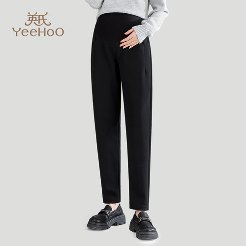 英氏高腰托腹裤腰带可调秋冬外穿