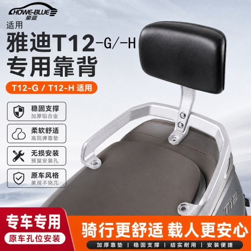 适用雅迪冠能T12-G/T12-H电动车尾架靠背铝合金扶手衣货架腰靠垫