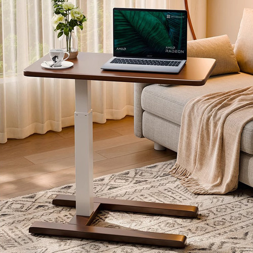 实木可移动带轮升降桌