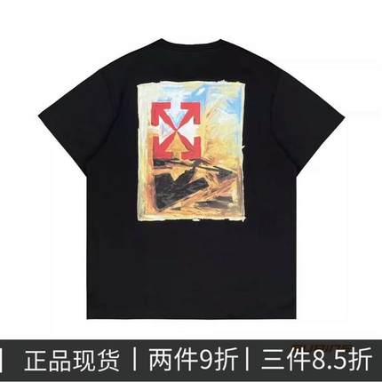 新款 off white 22ss红色箭头ow短袖宗教涂鸦字母印花T恤男女同款