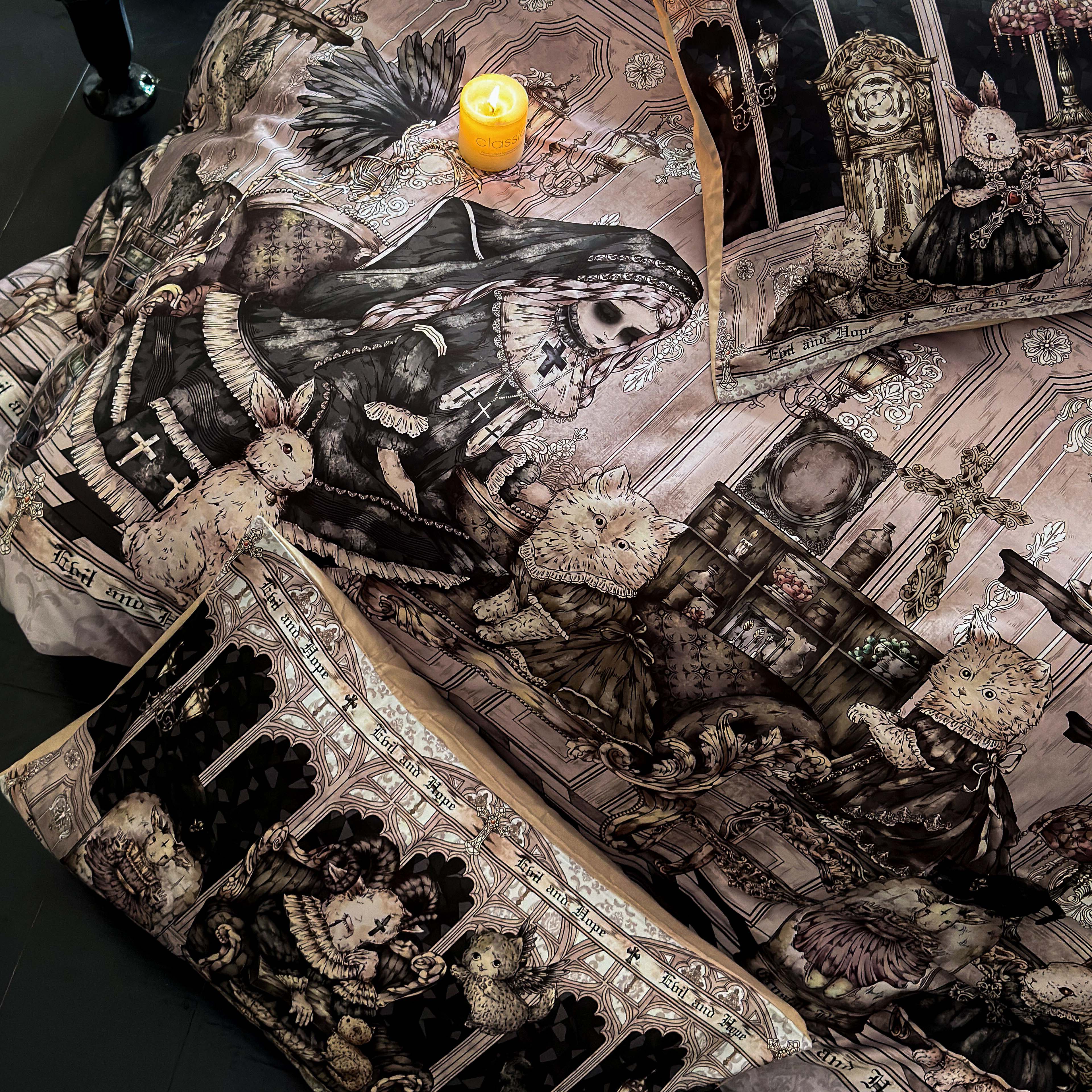 七分小眠恶灵修道院原创哥特风亚文化床单被套床上用品纯棉四件套