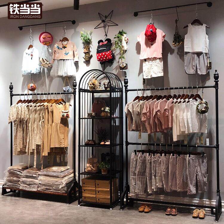 童装店鞋架衣架货架展示架上墙落地式店铺实体店装饰创意装修设计