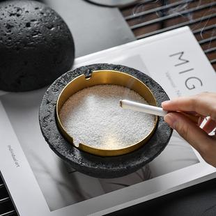创意潮流北欧风 烟灰缸轻奢可爱水泥摆件家用客厅带盖防烟味个性