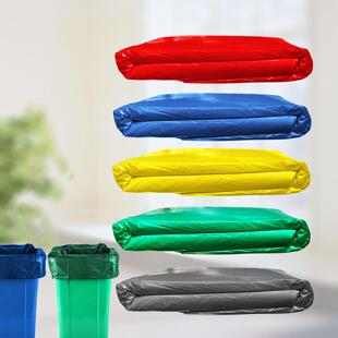 120升大号加厚4丝商物业用分类垃圾袋红黄蓝绿灰色平口厨余兴和兴