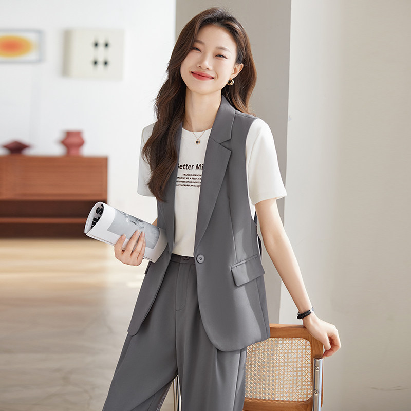 职业无袖马夹西装套装女2025春夏季薄款新款高级感小个子西服外穿