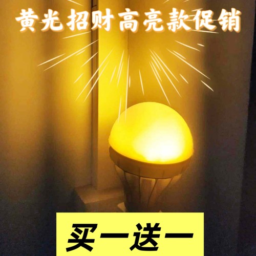 促销金黄光小夜灯风水招财长明灯LED节能插座灯带带开关台灯供佛