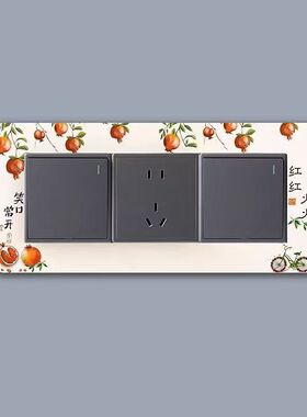 开关三开贴墙保护套新中式客厅创意家用三联三开亚克力插座装饰