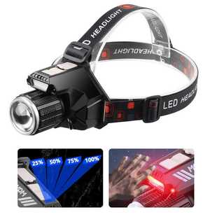 新款 白激光超远射多功能户外广角变焦超亮防水长续航感应头灯