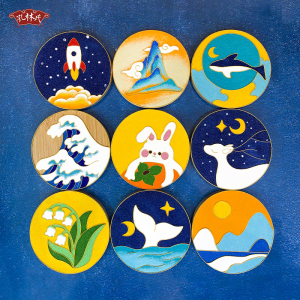 新手团建小镜子景泰蓝掐丝珐琅画diy材料包1小时手工学校采购非遗