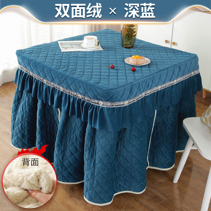 库简约现代正方形冬季加厚双面绒烤火罩电火炉罩茶几桌罩电取暖厂