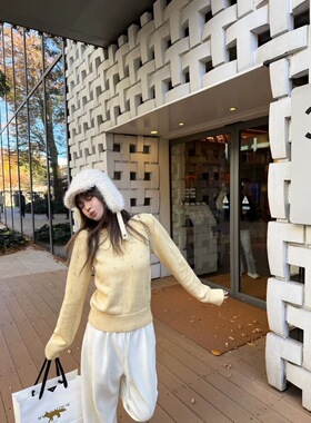 CEEYOU【12/8 新品】镂空提花圆领内搭羊毛毛衣