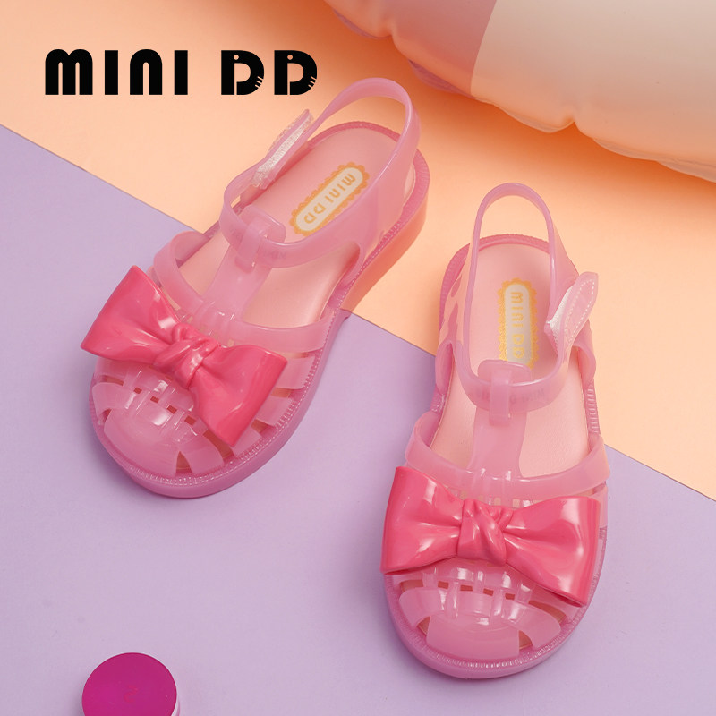 MINIDD 2025新款凉鞋儿童猪笼鞋魔术贴女童沙滩凉鞋粉色蝴蝶结,童鞋/婴儿鞋/亲子鞋,凉鞋,淘宝优惠券,粉丝福利购,淘宝优惠卷