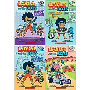 【送音频 机器人与生活科普】莱拉和机器人4册Layla and the Bots学乐大树系列章节桥梁书学乐图书儿童英语方块兔猴子男孩