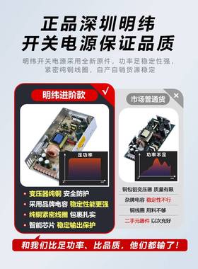 明纬220转5V12V24V36V48伏直流开关电源盒变压器转换S-350W30A40A