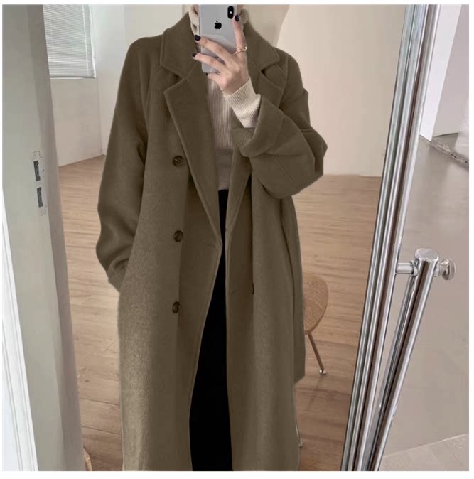 冬季女新款燕麦色毛呢外套