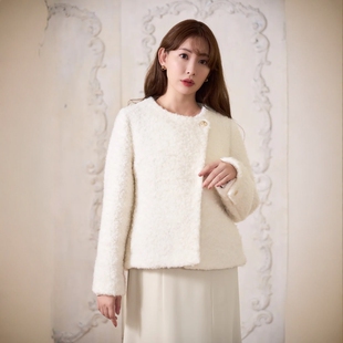 Her lip to 伊莉斯圈圈呢荷叶边外套 设计感小香风短款百搭优雅