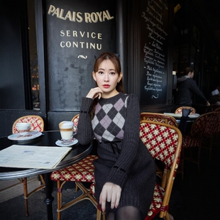 Her lip to 穆尔菱格系带针织连衣裙 设计感小香风优雅休闲百搭