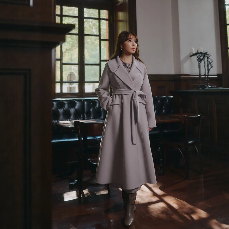 Her lip to 汉密尔顿羊毛大衣 气质长款优雅百搭休闲通勤简约