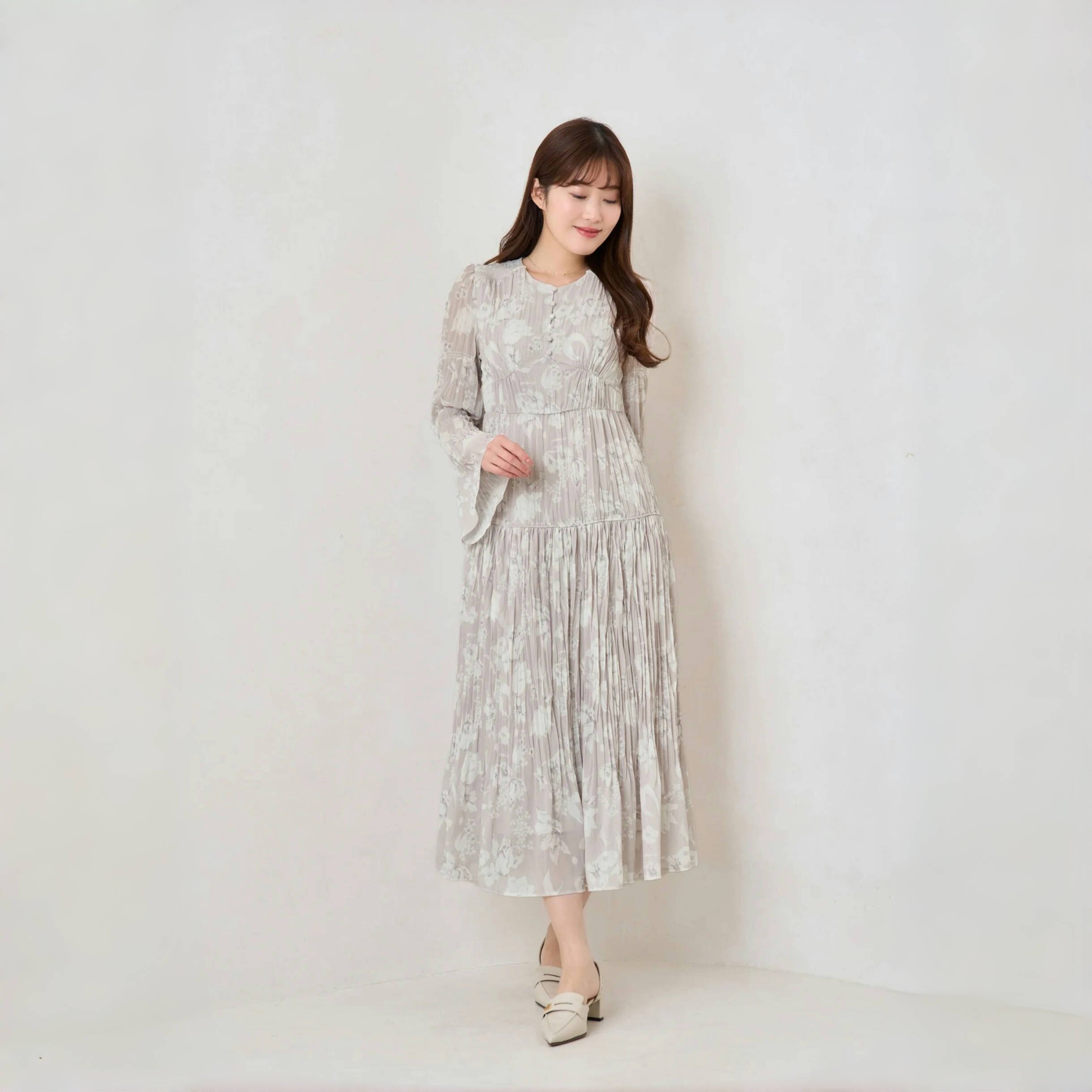 Her lip to分层花卉百褶连衣裙【日本直邮不 退 换】优雅春季新款