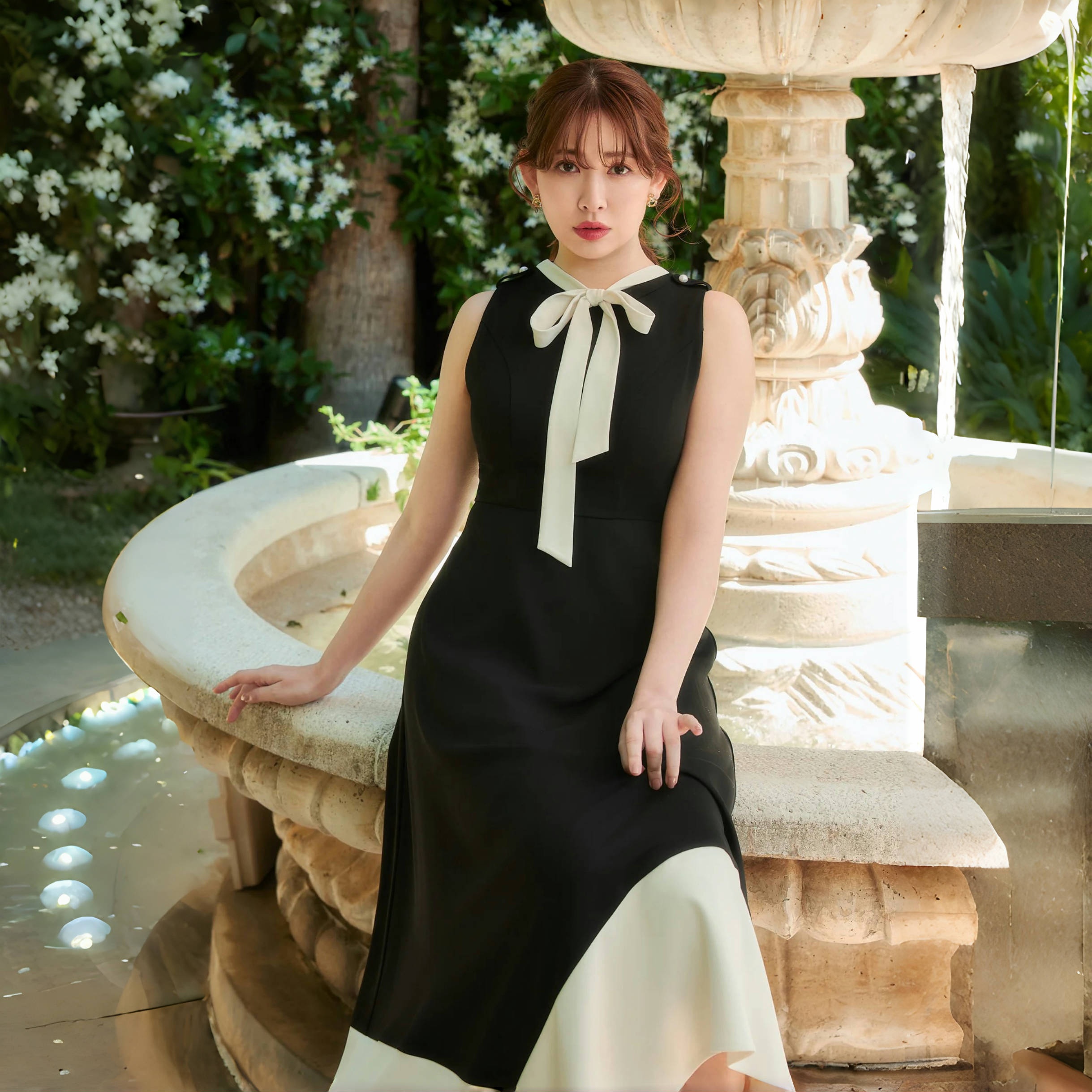 Her lip to 伊佩里亚不对称连衣裙 小众设计感赫本风日系优雅