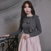 Her 蝴蝶结套头精致百搭气质型休闲风 不对称系带针织上衣 lip