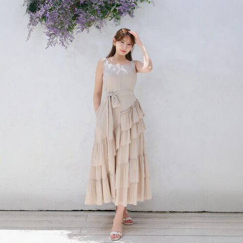 Her lip to 贝琳娜荷叶边连衣裙 夏季气质仙气雪纺柔雾氛围