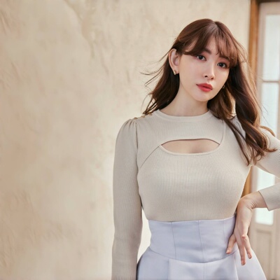 【双11狂欢季】Her lip to 镂空罗纹长袖针织上衣