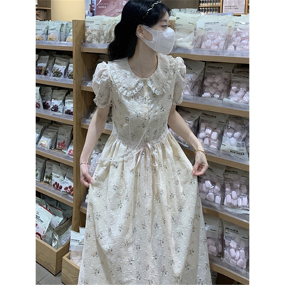 高中女生甜美气质连衣裙夏2025新款初中学生时尚可爱娃娃领中长裙