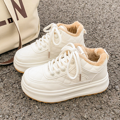 爆款厚底加绒保暖高帮小白鞋