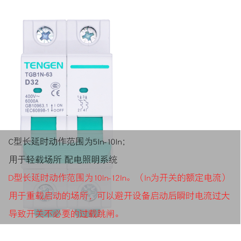 D型天正3P空气开关TGB1N小型断路器4P电闸6A10A三相32A电机保护