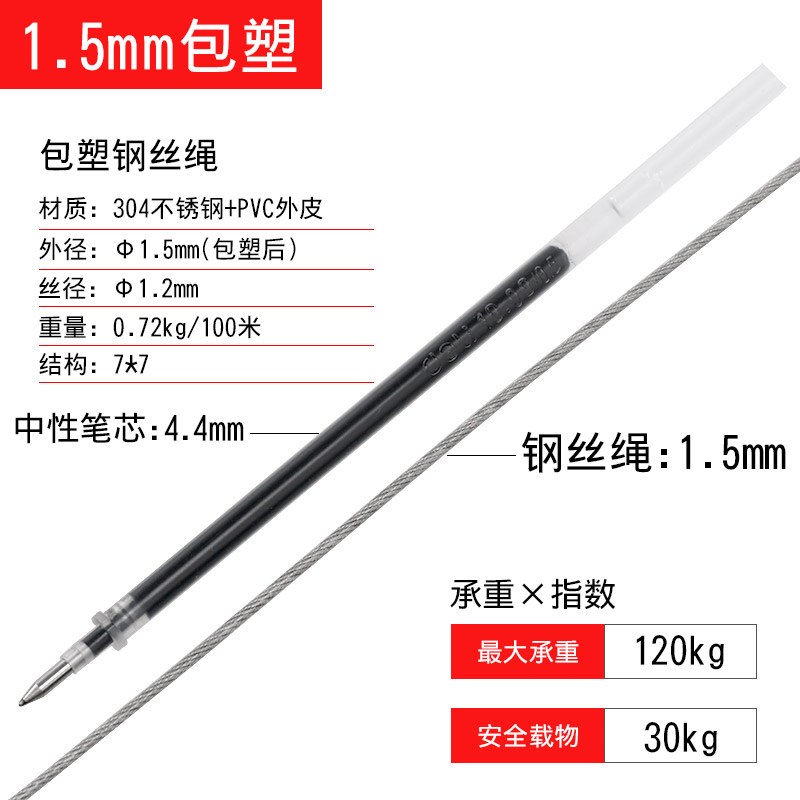 不锈钢丝绳透明包塑晾衣绳胶皮钢绞线软线包胶涂塑绳2U/3/4/5厂家