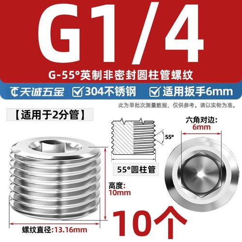 304不锈钢内六角堵头喉塞油塞螺堵油堵闷头PT NPT 1分2分3分4分