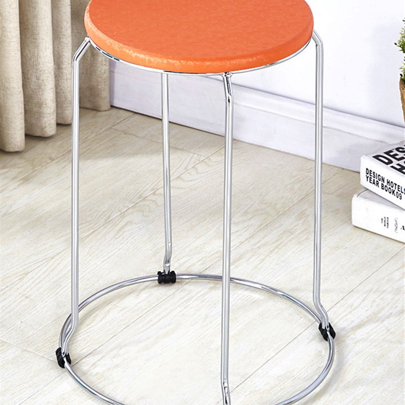 圆凳子家用时尚创意铁艺凳加厚钢筋凳现代塑料餐S桌凳不锈钢高圆