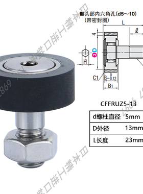 进口轴承钢聚氨酯包胶随动器 CFFRUZ 5-13 6-16 8-19 10-22 10-26