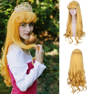 睡美人爱洛公主假发欧美奥罗拉cos假毛动漫cosplay金黄色长卷发