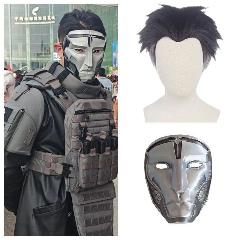 三角洲行动 典狱长cos假发 格赫罗斯面具 游戏cosplay假毛 万圣节