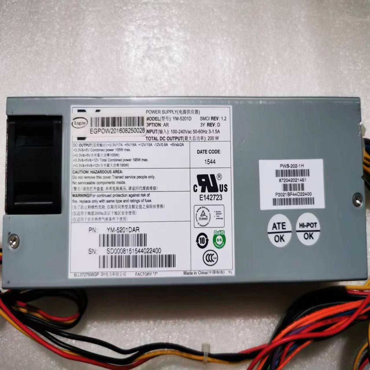 原装3Y YM-5201D 服务器电源200W 1U工控 P