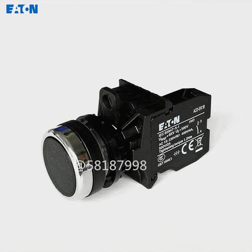 A22-RD-01/K10 黑色自复位按钮普通平头带1组辅助EATON