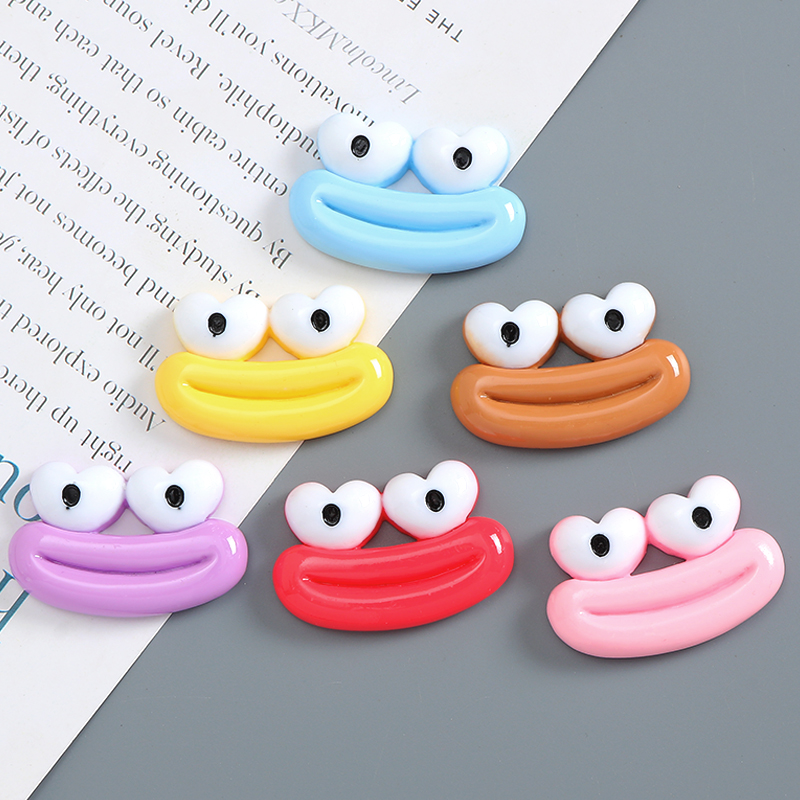 搞怪大眼睛香肠嘴奶油胶diy毛绒粘贴卡通饰品手工制作树脂大配件