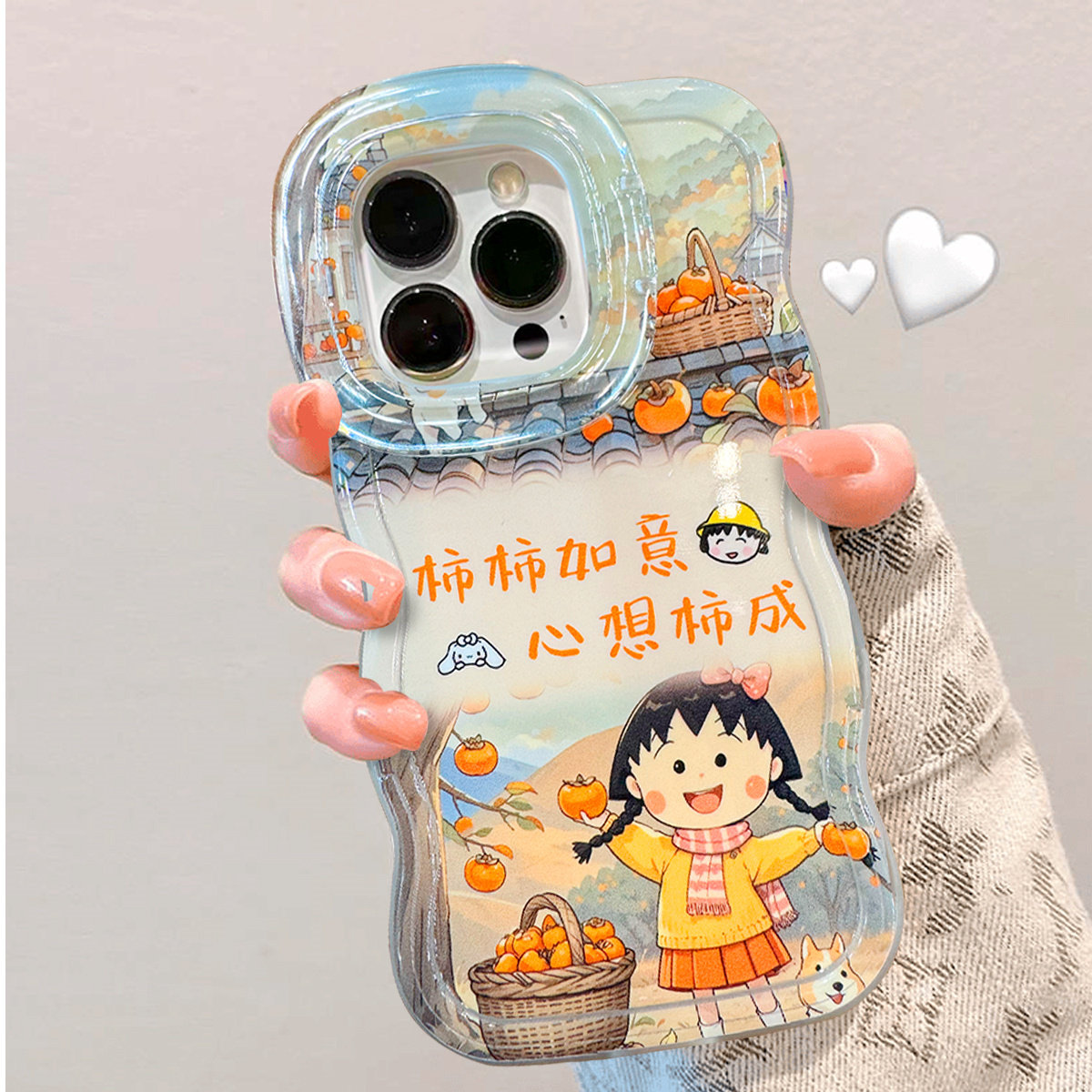 适用opporeno9柿柿如意findx8双凳支架reno11/12做自己就好reno13樱桃小丸子findx3lite可爱卡通reno10手机壳