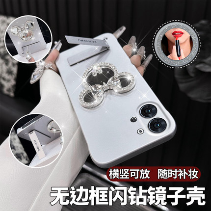 适用opporeno9/reno8米奇闪钻镜子reno10/reno11pro+超薄无边框reno4/reno5高颜值reno6/reno7pro手机壳reno