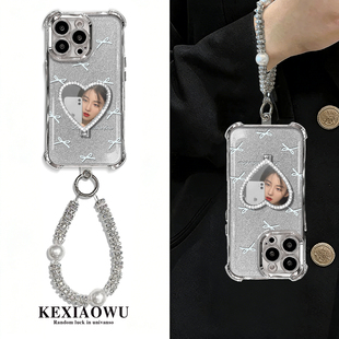 15plus小清新x 13pro爱心点钻支架14pro xsmax电镀四角防摔16promax手机壳 适用苹果17promax满屏蝴蝶结11